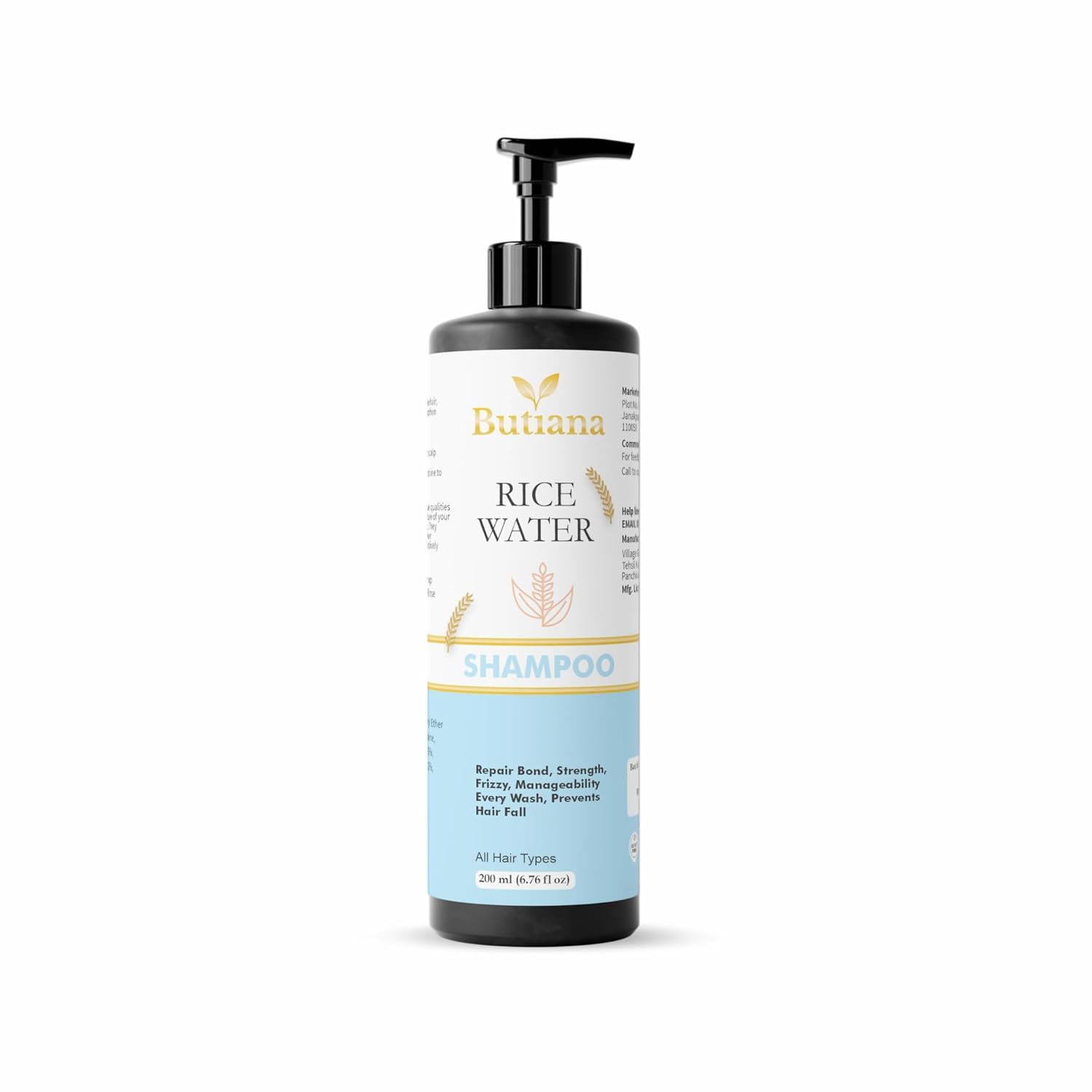 Butiana Rice Water Shampoo for Hair Growth & Strengthening | Repair Damage, Reduce Hair Fall, Frizz Control & Smoothening Formula for Healthy, Shiny Hair | All Hair Types – 200ml