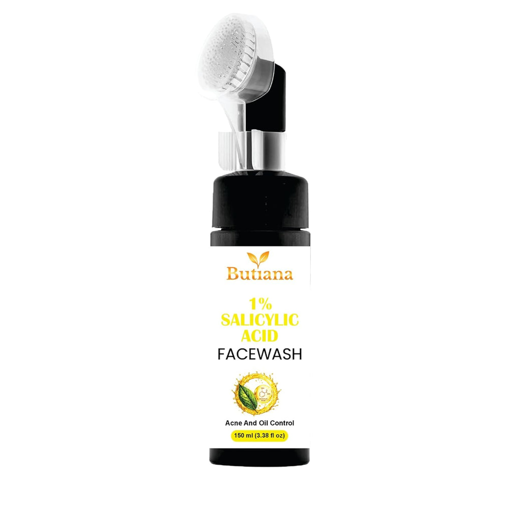 Butiana 1% Salicylic Acid Face Wash 150ml – Acne Control Cleanser with Tea Tree, Niacinamide & Aloe Vera, Oil Control, Pore Cleansing, Gentle Daily Face Cleanser for Clear Skin
