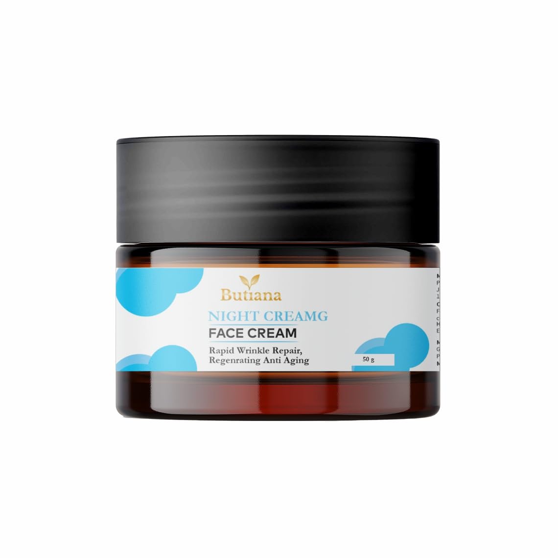 Butiana Night Cream Face Cream, Anti-Aging Wrinkle Repair, Regenerating, Glutathione Infused, for All Skin Types, 50g