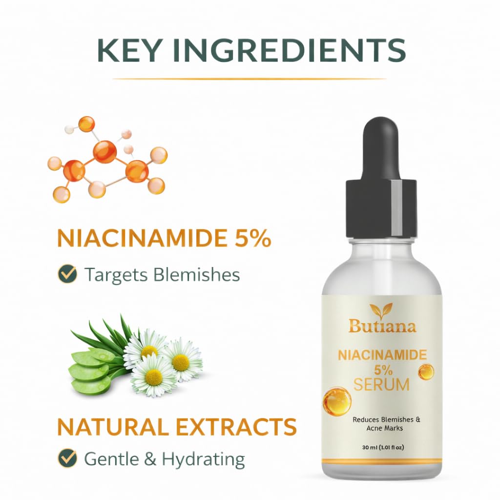 Butiana Niacinamide 10% Serum, Reduces Blemishes & Acne Marks, 30ml (1.01 fl oz)