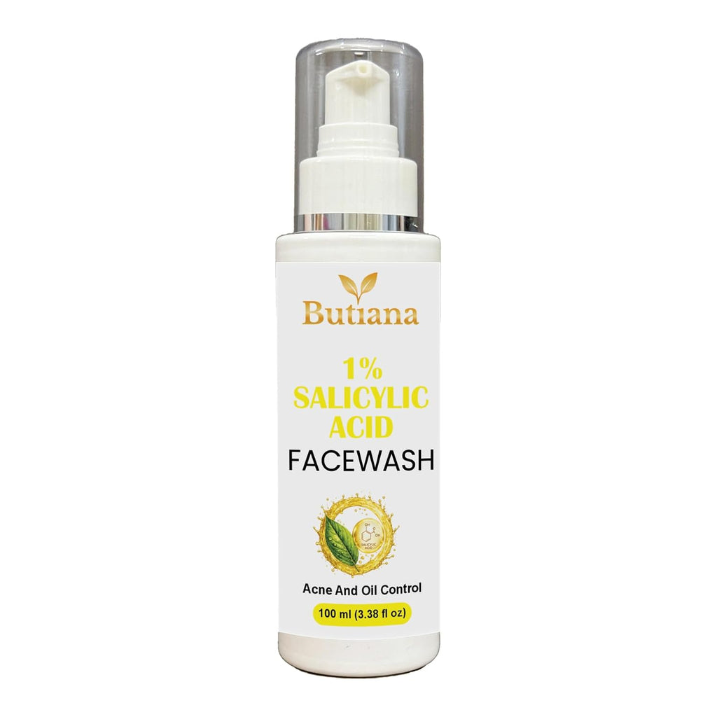 Butiana 1% Salicylic Acid Face Wash 100ml – Acne Control Cleanser with Tea Tree, Niacinamide & Aloe Vera, Oil Control, Pore Cleansing, Gentle Daily Face Cleanser for Clear Skin