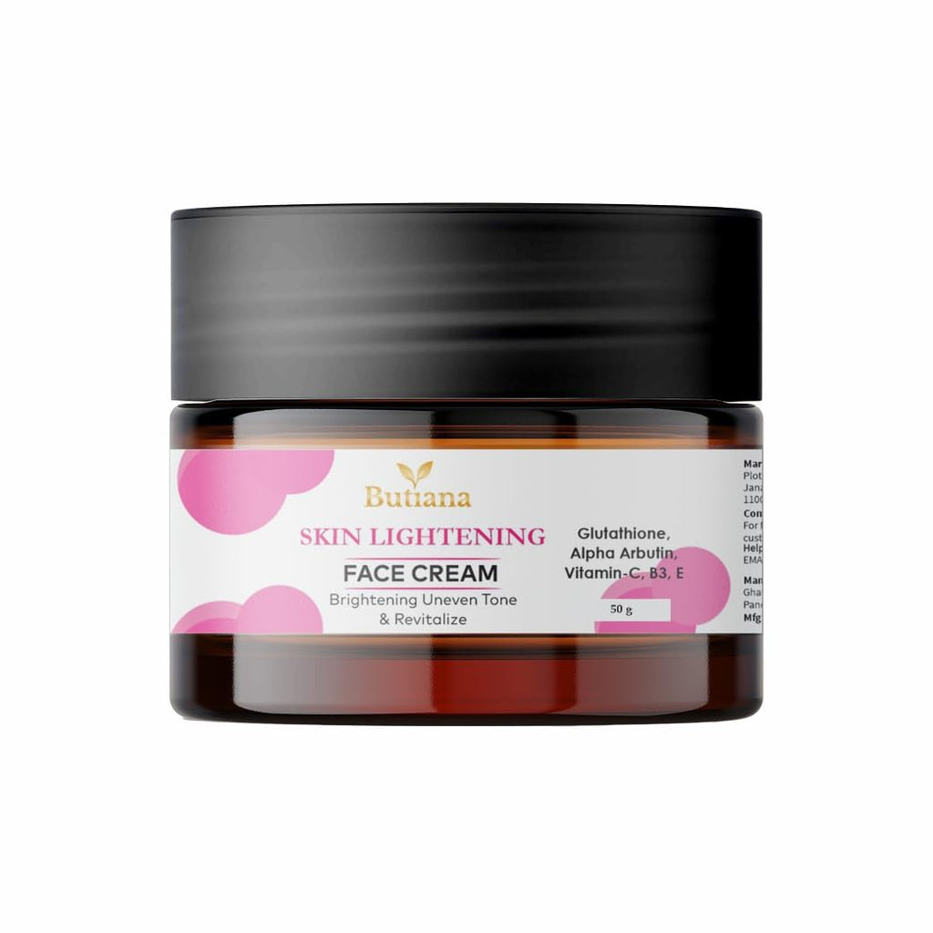 Butiana Skin Lightening Face Cream with Glutathione & Alpha Arbutin | Brightening Cream for Uneven Skin Tone, Vitamin C B3 E Infused Moisturizer for Radiant Skin – 50g