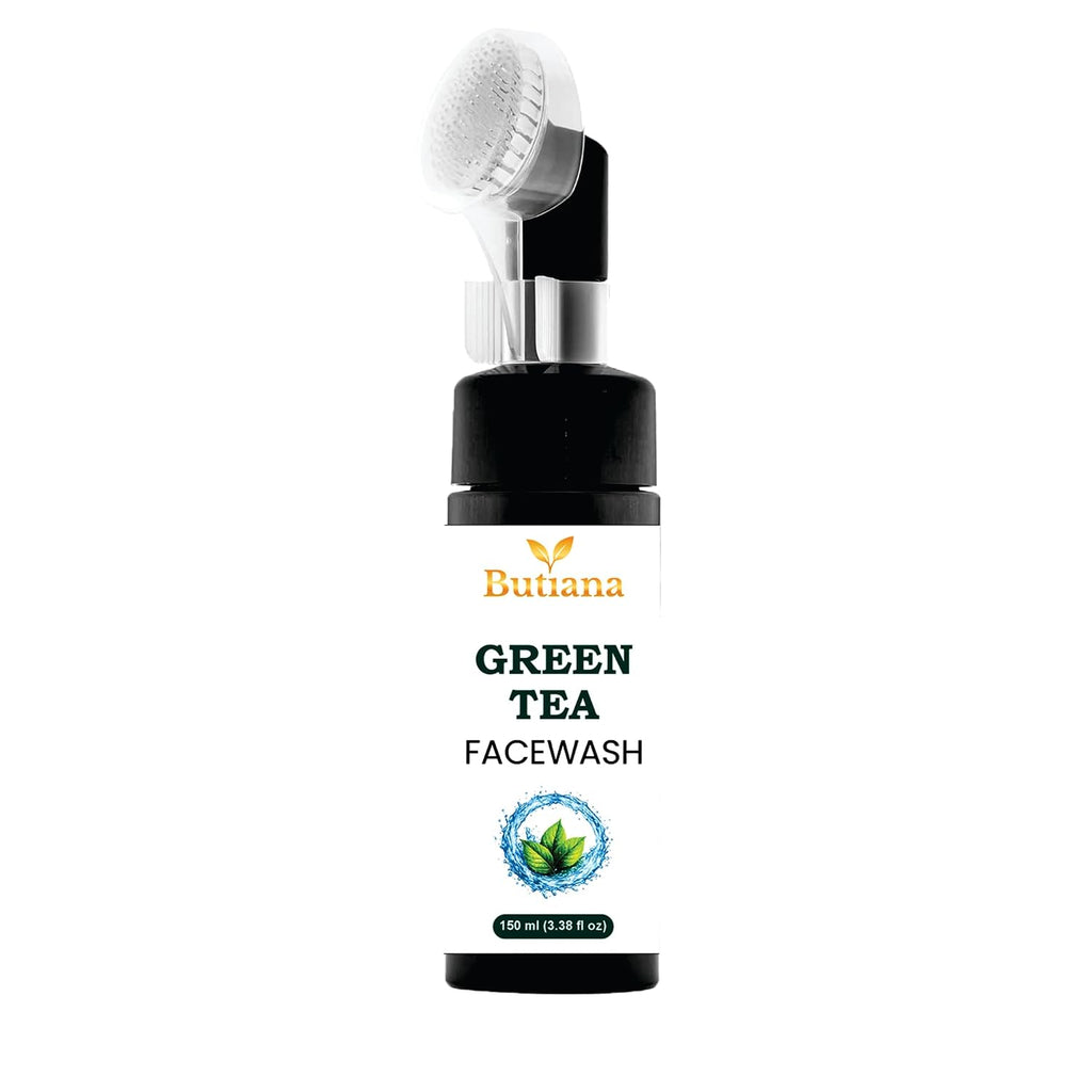 Butiana Green Tea Face Wash 150ml – Gentle Daily Cleanser with Brush, Oil Control & Refreshing Hydration, Deep Pore Cleansing Face Cleanser for Oily & Combination Skin Men & Women