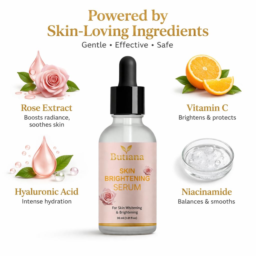 Butiana Skin Brightening Face Serum with Vitamin B14, For Skin Whitening & Brightening, 30ml