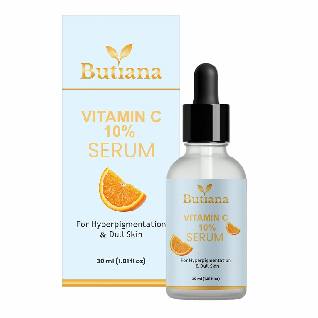 Butiana Vitamin C 10% Serum for Hyperpigmentation & Dull Skin, 30ml, Face Serum, Unscented, Paraben Free