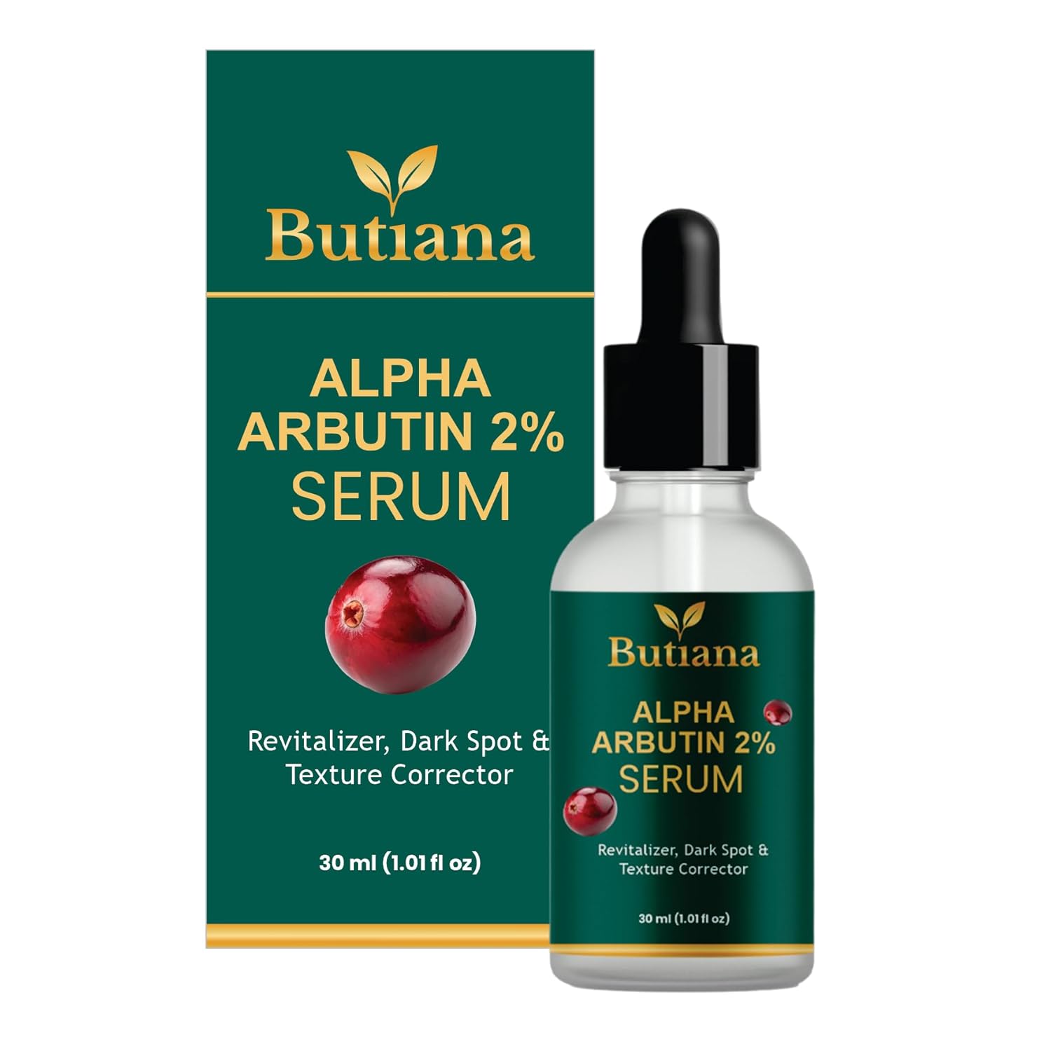Butiana Alpha Arbutin 2% Serum, Revitalizer Dark Spot & Texture Corrector, 30ml