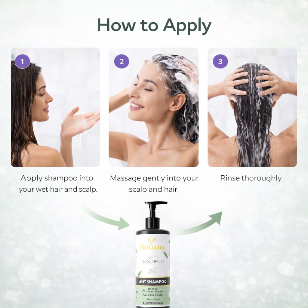 Butiana Anti Dandruff Shampoo for Itchy Flaky Scalp | Dandruff Control, Scalp Soothing & Deep Cleansing Formula for Healthy, Clean Hair | Suitable for All Hair Types – 200ml