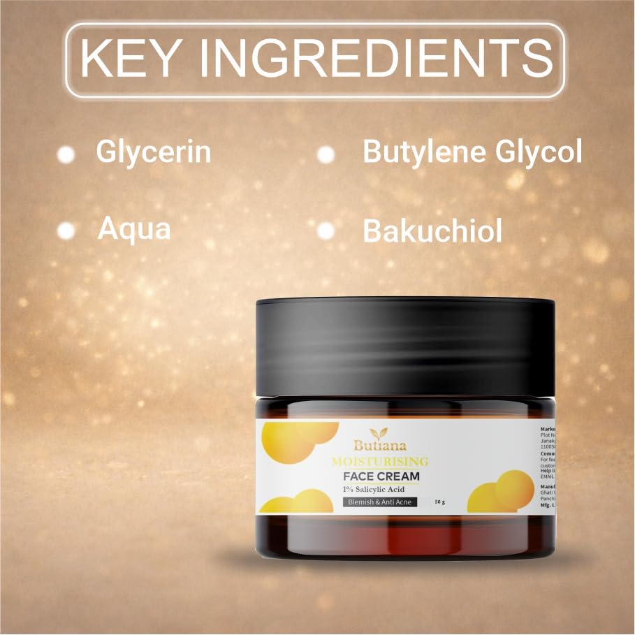 Butiana SPF 30 Face Cream PA+++ | Daily Moisturizing Sunscreen Cream for UV Protection, Anti-Aging, Hydrating & Lightweight Formula for All Skin Types – 50g