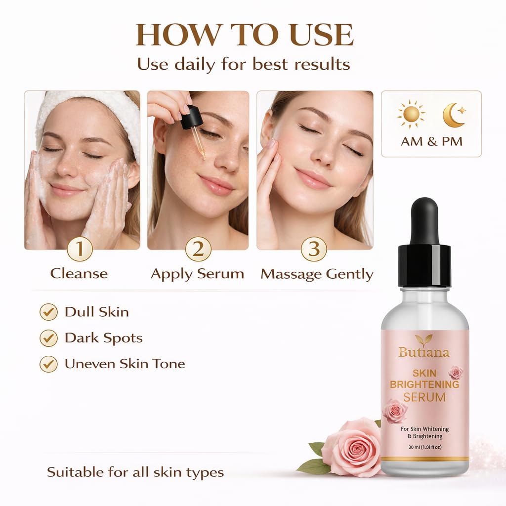Butiana Skin Brightening Face Serum with Vitamin B14, For Skin Whitening & Brightening, 30ml