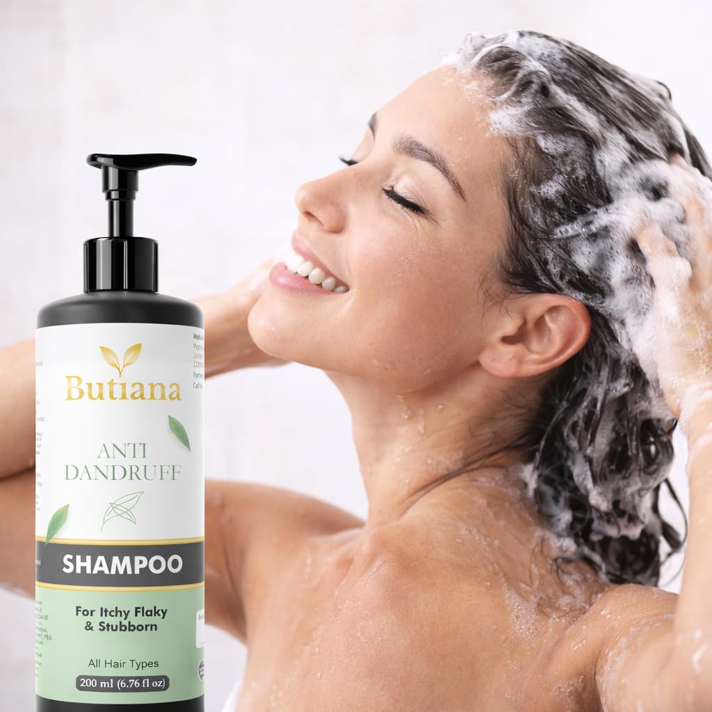 Butiana Anti Dandruff Shampoo for Itchy Flaky Scalp | Dandruff Control, Scalp Soothing & Deep Cleansing Formula for Healthy, Clean Hair | Suitable for All Hair Types – 200ml