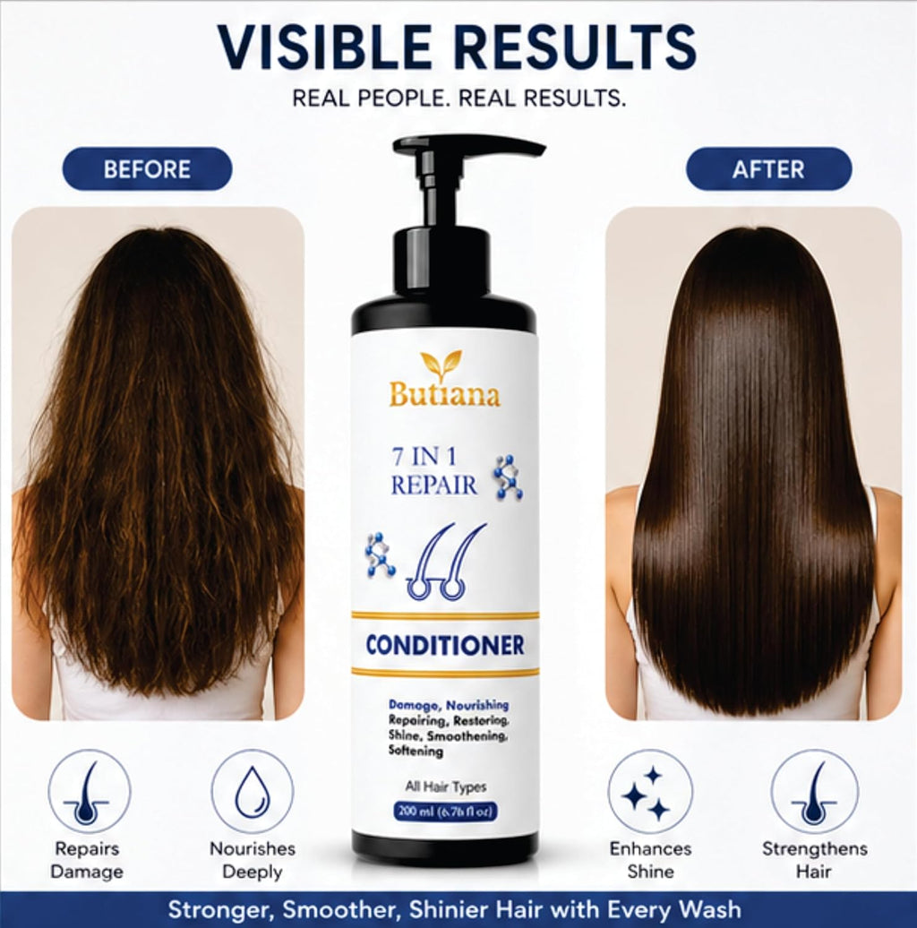 Butiana 7 in 1 Repair Hair Conditioner 200ml – Damage Repair, Nourishing, Smoothening & Shine Boosting Conditioner for Dry, Frizzy & Damaged Hair, All Hair Types Men & Women