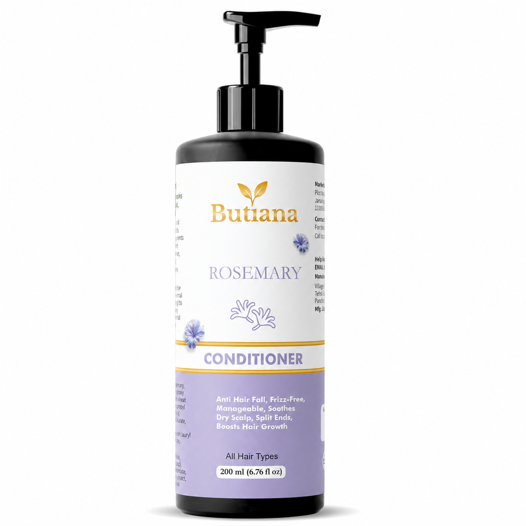Butiana Rosemary Hair Conditioner 200ml – Nourishing & Smoothening Care, Frizz Control, Scalp Soothing, Shine Boosting Conditioner for Dry, Damaged Hair, All Hair Types Men & Women