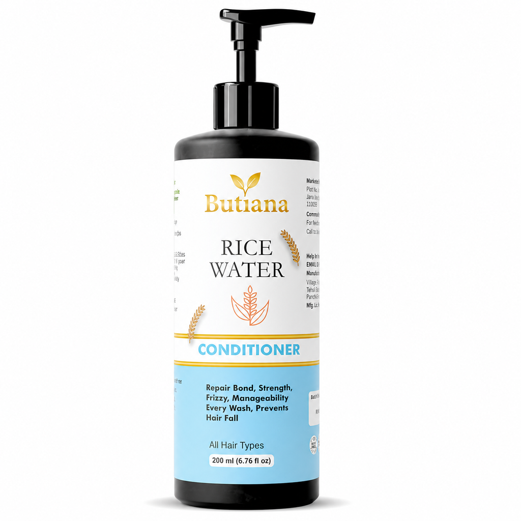 Butiana Rice Water Hair Conditioner 200ml – Strengthening & Smoothening Care, Frizz Control, Shine Boosting & Nourishing Conditioner for Dry, Damaged Hair, All Hair Types Men & Women