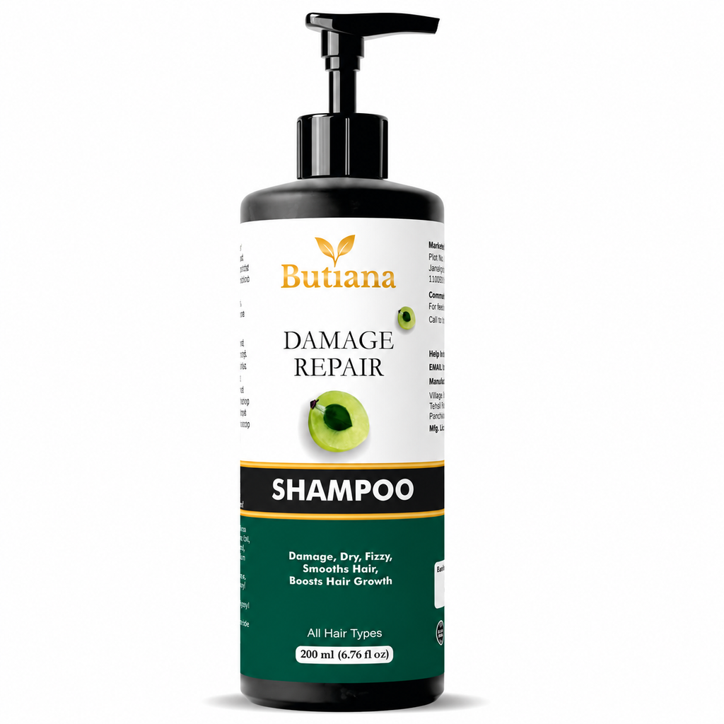 Butiana Damage Repair Shampoo 200ml – Dry & Frizzy Hair Care, Smoothening & Nourishing Formula, Scalp Hydration, Shine Boosting Shampoo for All Hair Types Men & Women