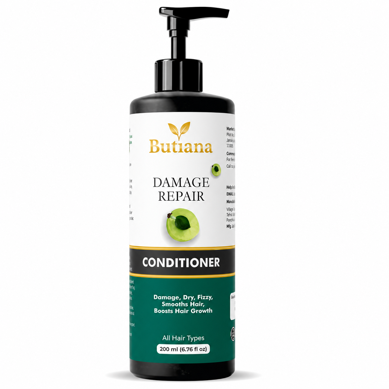 Butiana Damage Repair Hair Conditioner 200ml – Smoothening & Nourishing Care for Dry, Frizzy & Damaged Hair, Moisturizing, Shine Boosting Conditioner for All Hair Types Men & Women